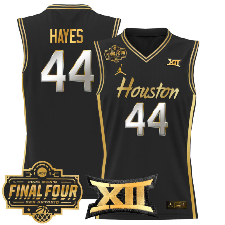 Men Houston Cougars #44 Hayes black 2025 Final Four Patch NCAA Jersey->more ncaa teams->NCAA Jersey
